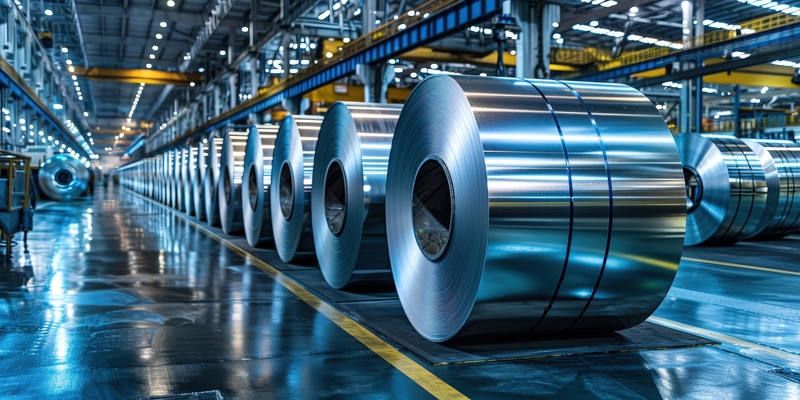 steel rolls in warehouse